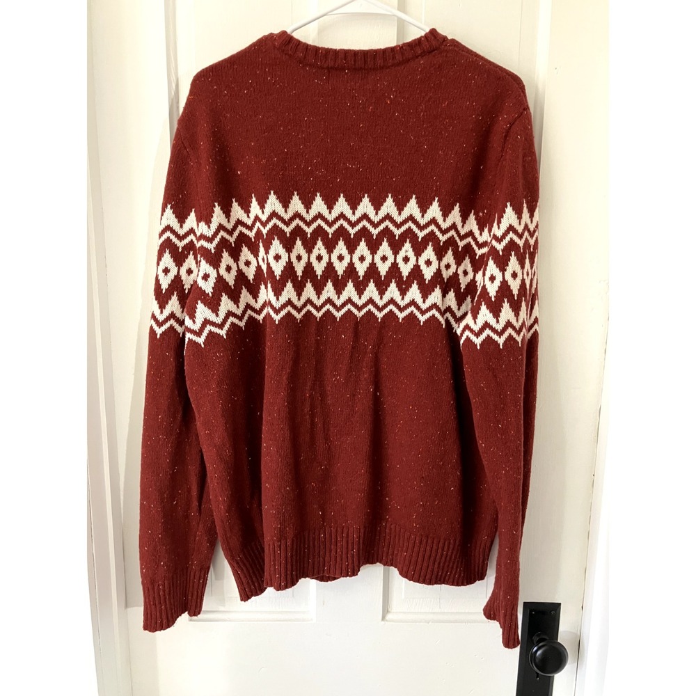 Goodfellow & Co Fair Isle Men's XL Sweater Burgundy/Red Ski Warm Knit Alpine - Picture 3 of 8